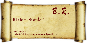 Bider René névjegykártya